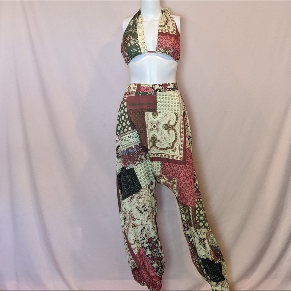 SHEIN Boho Halter Top and Matching Drop Crotch Pants size Large